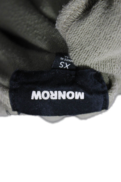 Monrow Womens Green Cotton Blend Hoodie Long Sleeve Size XS
