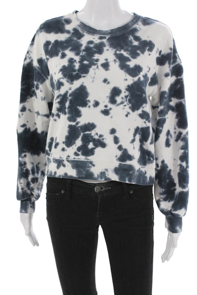 525 Women White Tie Dye Cotton Crew Neck Sweatshirt Size XS