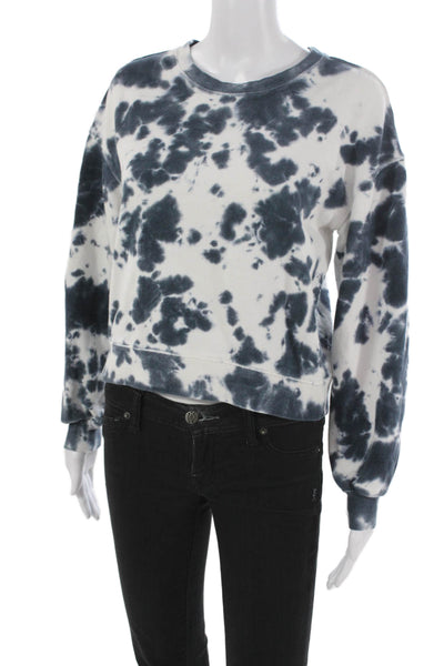 525 Women White Tie Dye Cotton Crew Neck Sweatshirt Size XS
