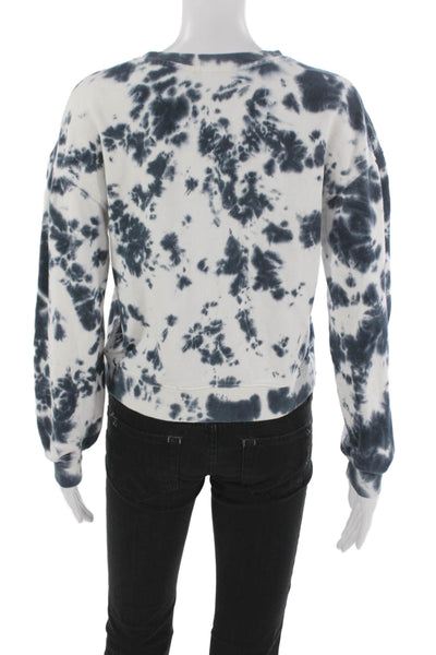 525 Women White Tie Dye Cotton Crew Neck Sweatshirt Size XS