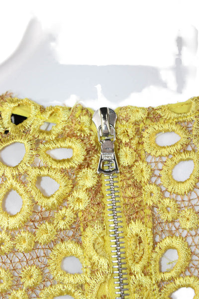 Alexis Women Knit Top Yellow Polyester Long Sleeve Round Neck Size S
