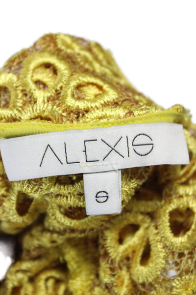 Alexis Women Knit Top Yellow Polyester Long Sleeve Round Neck Size S