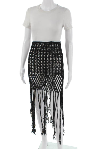 Anna Kosturova Women Black Cotton Knee Length Skirt Size XS