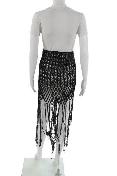 Anna Kosturova Women Black Cotton Knee Length Skirt Size XS
