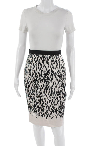 Marccain Womens White Animal Print Pencil Skirt Knee Length Size 1