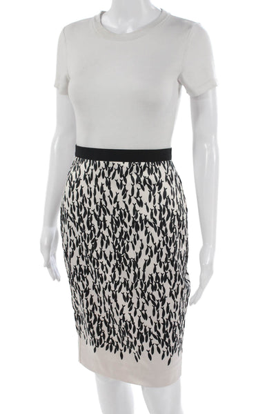 Marccain Womens White Animal Print Pencil Skirt Knee Length Size 1