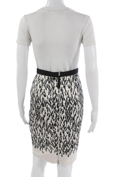Marccain Womens White Animal Print Pencil Skirt Knee Length Size 1
