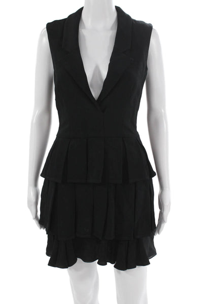 Cushnie Et Ochs Women V-Neck Sleeveless Mini Dress Solid Viscose Blend Size 4
