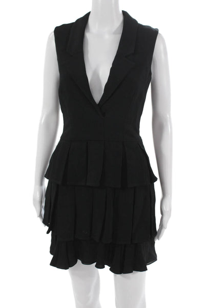 Cushnie Et Ochs Women V-Neck Sleeveless Mini Dress Solid Viscose Blend Size 4