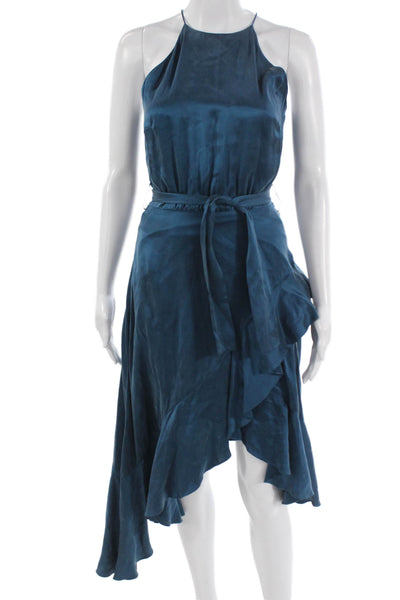 Zimmermann Womens Asymmetrical Silk Sleeveless Blue Knee Length Dress Size 0