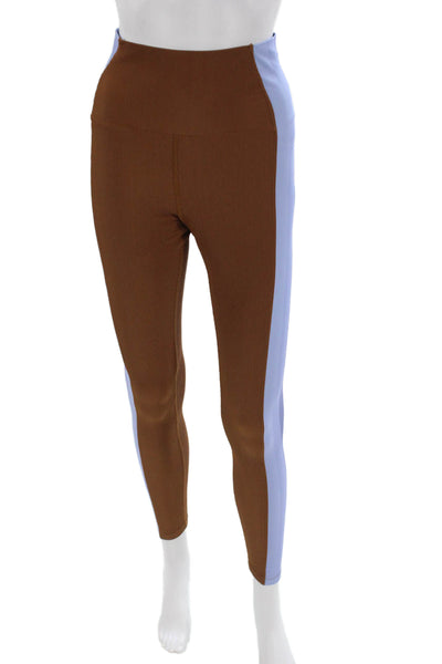 Beach Riot Women Ankle Leggings Brown Polyester Blend Solid Size M