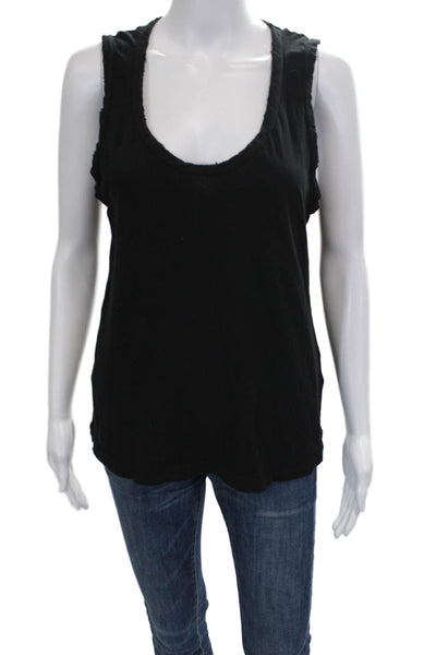 Current/Elliott Women Basic Tank Scoop Neck 100% Cotton Black Sleeveless Size 1