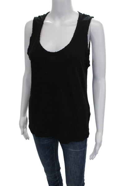 Current/Elliott Women Basic Tank Scoop Neck 100% Cotton Black Sleeveless Size 1
