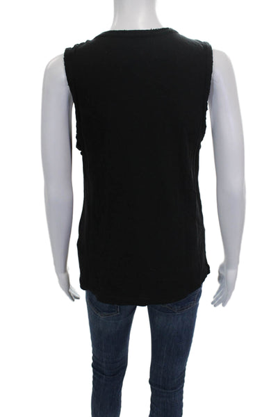 Current/Elliott Women Basic Tank Scoop Neck 100% Cotton Black Sleeveless Size 1