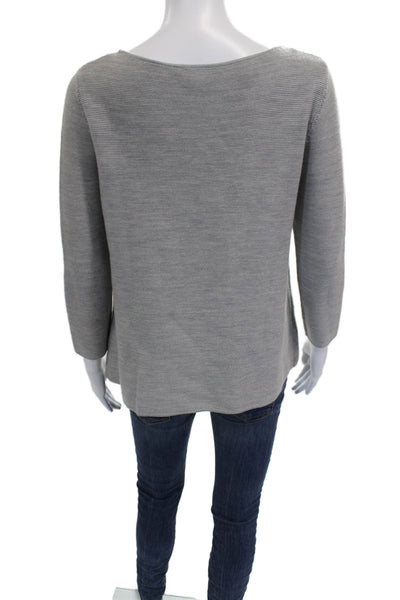 COS Women Pullover Sweater Gray Boat Neck 100% Wool Long Sleeve Size S