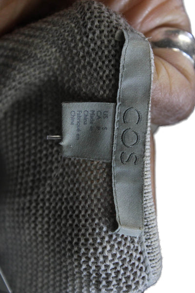 COS Women Pullover Sweater Gray Boat Neck 100% Wool Long Sleeve Size S