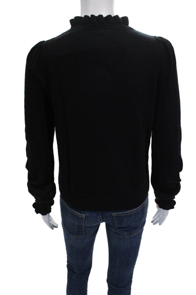 Boden Womens Cardigan Black Cotton Wool Blend Round Neck Long Sleeve Size XS