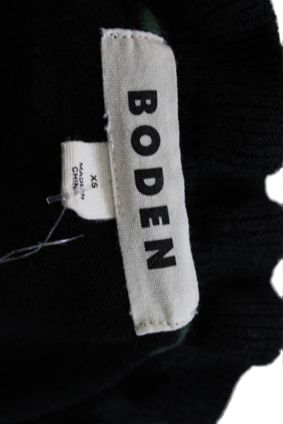 Boden Womens Cardigan Black Cotton Wool Blend Round Neck Long Sleeve Size XS
