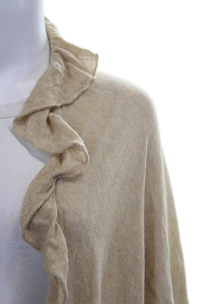 Minnie Rose Womens Cardigan Shawl Wrap Collared Cotton Beige Size One Size
