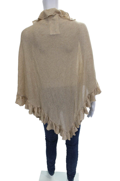 Minnie Rose Womens Cardigan Shawl Wrap Collared Cotton Beige Size One Size