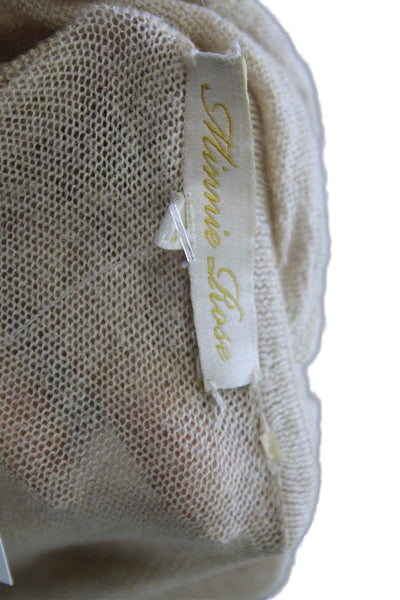 Minnie Rose Womens Cardigan Shawl Wrap Collared Cotton Beige Size One Size