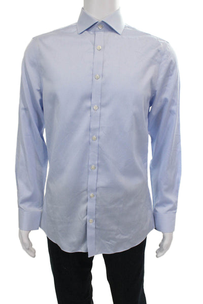 Charles Tyrwhitt Mens Cotton Houndstooth Print Button-Down Shirt Blue Size 34