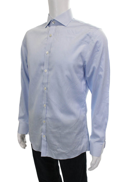 Charles Tyrwhitt Mens Cotton Houndstooth Print Button-Down Shirt Blue Size 34