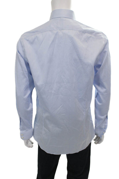Charles Tyrwhitt Mens Cotton Houndstooth Print Button-Down Shirt Blue Size 34