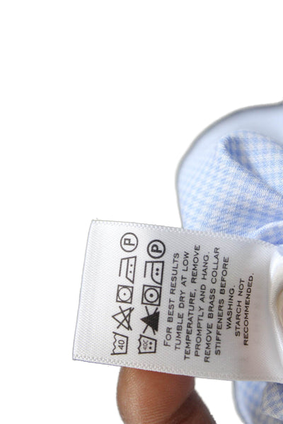 Charles Tyrwhitt Mens Cotton Houndstooth Print Button-Down Shirt Blue Size 34