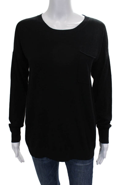 Theory Womens Pullover Black Wool Long Sleeve Round Neck Size S