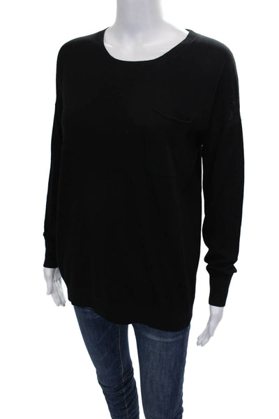 Theory Womens Pullover Black Wool Long Sleeve Round Neck Size S