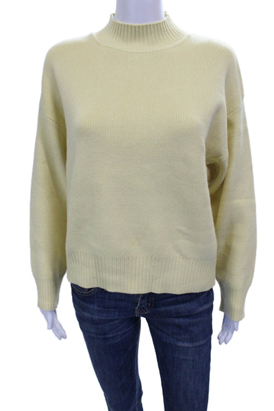 MNG Womens Pullover Sweater Yellow Mock Neck Long Sleeve Size XS