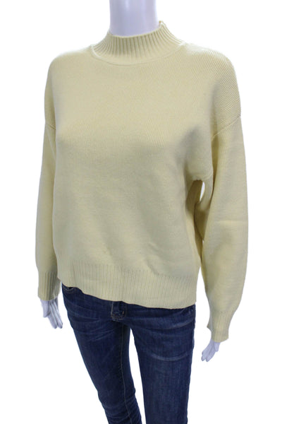 MNG Womens Pullover Sweater Yellow Mock Neck Long Sleeve Size XS