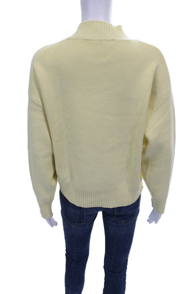 MNG Womens Pullover Sweater Yellow Mock Neck Long Sleeve Size XS