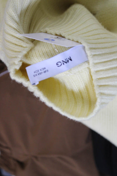MNG Womens Pullover Sweater Yellow Mock Neck Long Sleeve Size XS