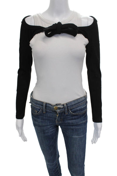 Lioness Womens Black Cotton Boat Neck Shrug Sweater Long Sleeve Size S