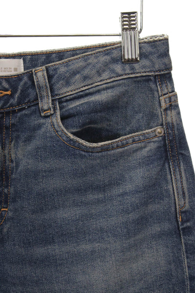 Zara Women Straight High Rise Jeans Blue Cotton Blend Button Size 2