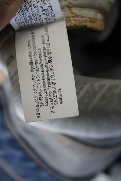 Zara Women Straight High Rise Jeans Blue Cotton Blend Button Size 2