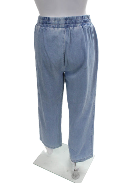LNA Women Cropped Denim Pants Drawstring Blue Size XS