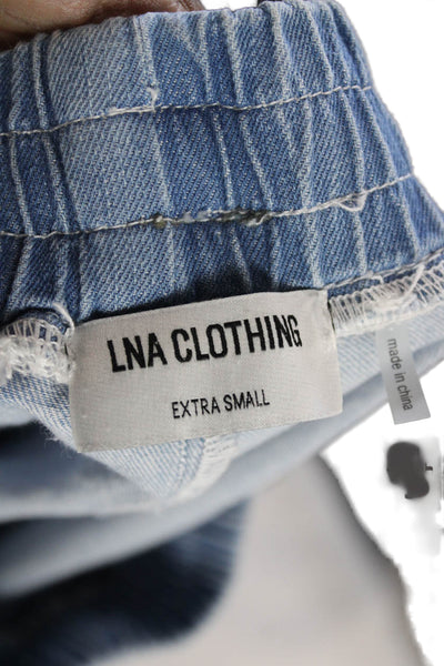 LNA Women Cropped Denim Pants Drawstring Blue Size XS