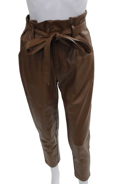 Lucy Paris Womens Paperbag Pants Brown Tie Polyester Size XS