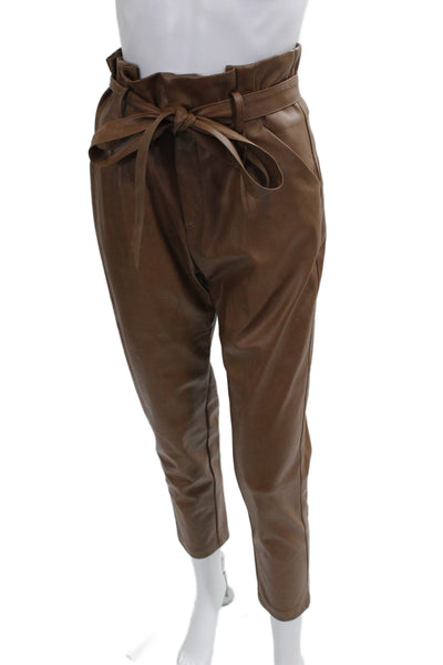 Lucy Paris Womens Paperbag Pants Brown Tie Polyester Size XS