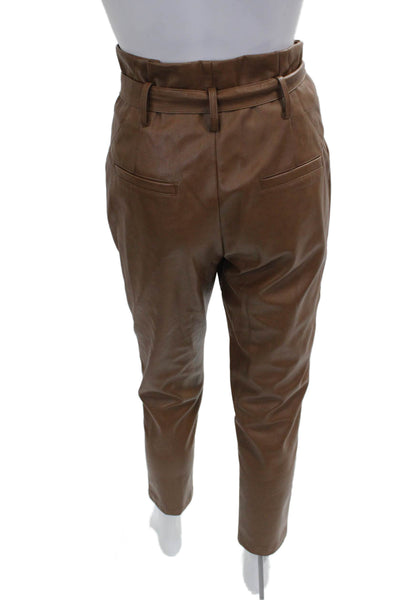 Lucy Paris Womens Paperbag Pants Brown Tie Polyester Size XS