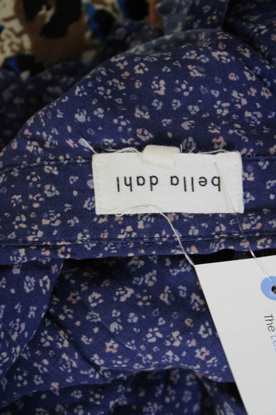 Bella Dahl Womens Floral Rayon Collared Long Sleeve Button-Up Blue Size XS