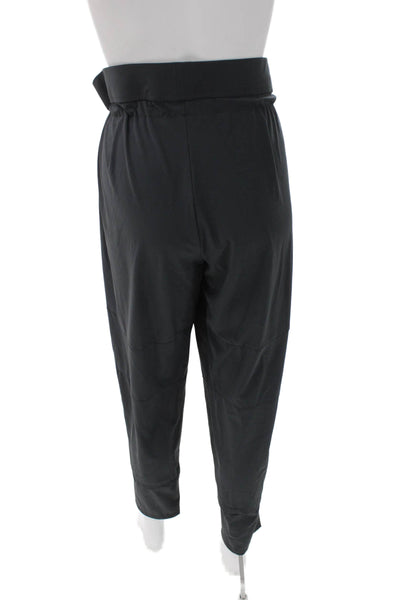 Raffaello Rossi Women Paperbag Pants Black Drawstring Size 46