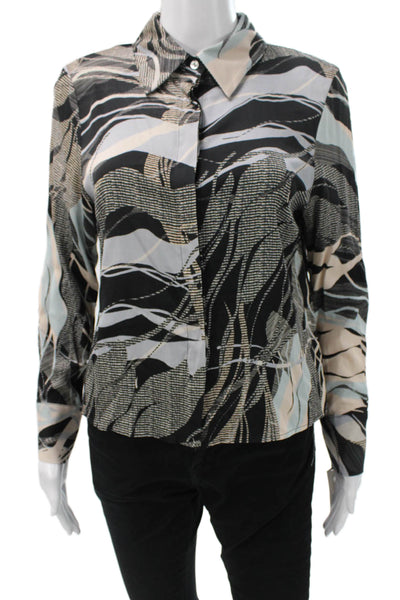 Estelle & Finn Womens Collared Button-Up Top Multicolor Long Sleeve Size S