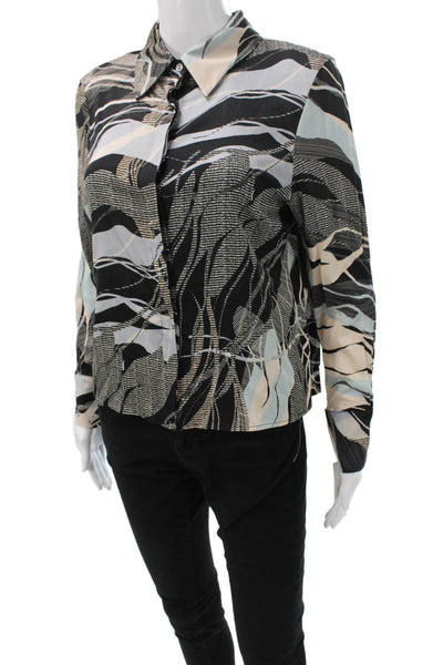 Estelle & Finn Womens Collared Button-Up Top Multicolor Long Sleeve Size S