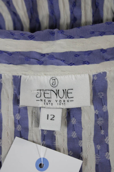J Envie Women Tunic Blouse Collared Striped Blue Long Sleeve 32% Cotton Size 12