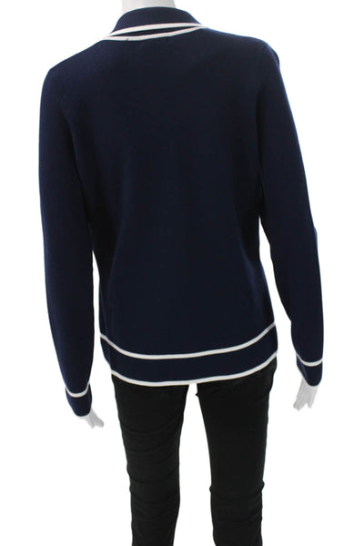 J Envie Womens Collared Blue Cardigan Long Sleeve Viscose Size S