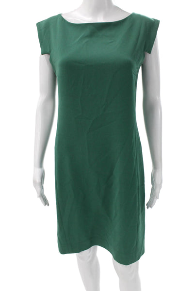 MM. La Fleur Women Green Sheath Dress Boat Neck Short Sleeve Size 6